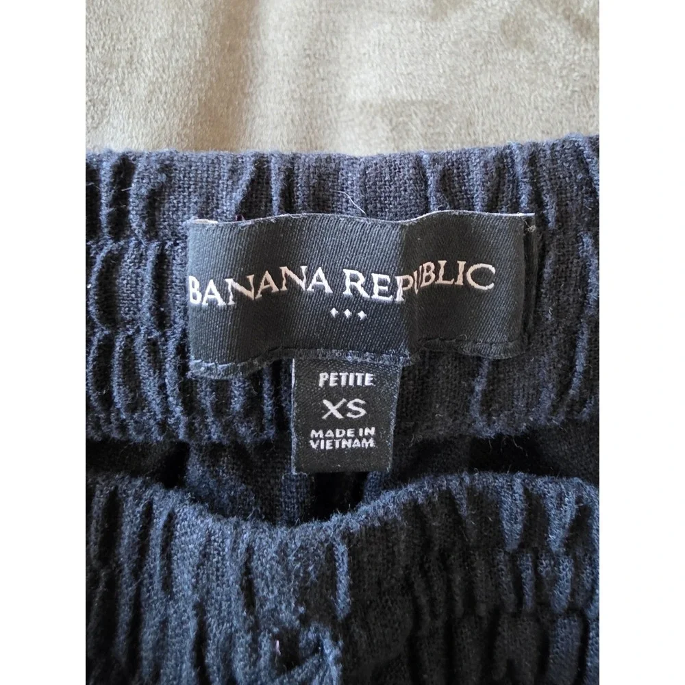 Banana Republic Cargo Pants XS Petite Black Solid Casual Linen Women Trousers